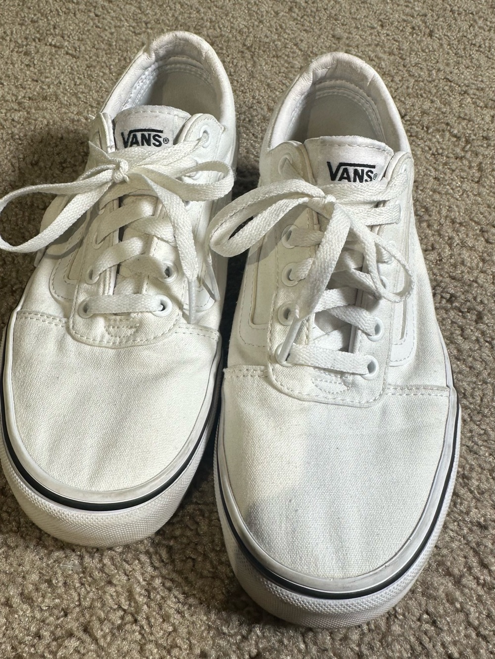 Vans White Canvas Low-Top Sneakers